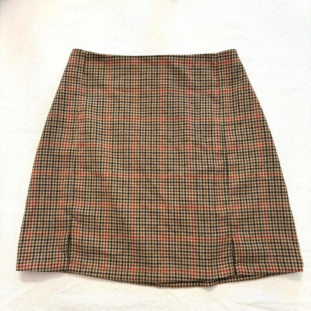JOHN GALT California Brandy Melville Brown Black Red Plaid Mini Skirt One‎ Size